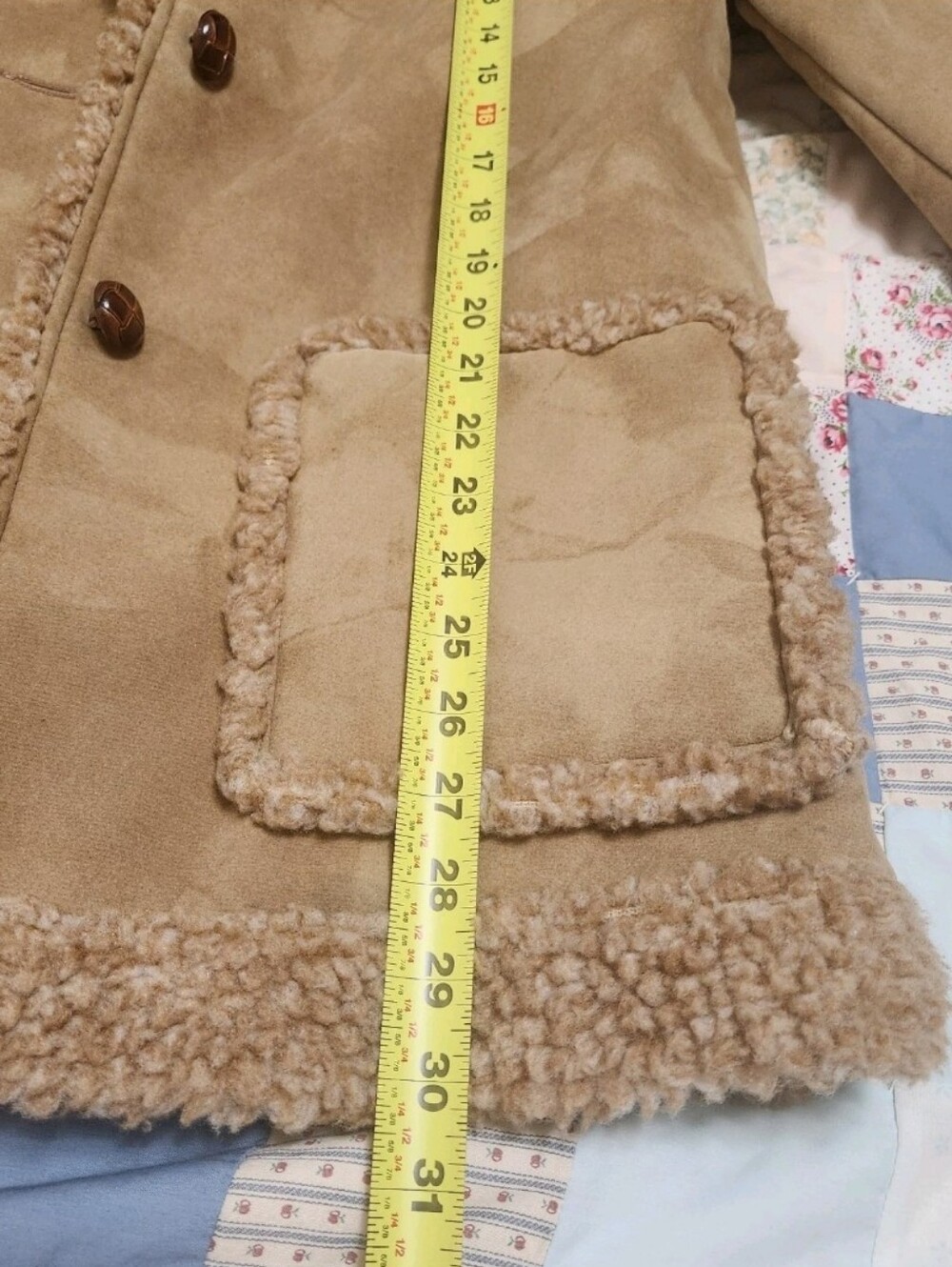 💐VTG 70s Fingerhut Fashions Penny Lane Faux Suede Sherpa Coat M Boho Chore - Picture 10 of 13